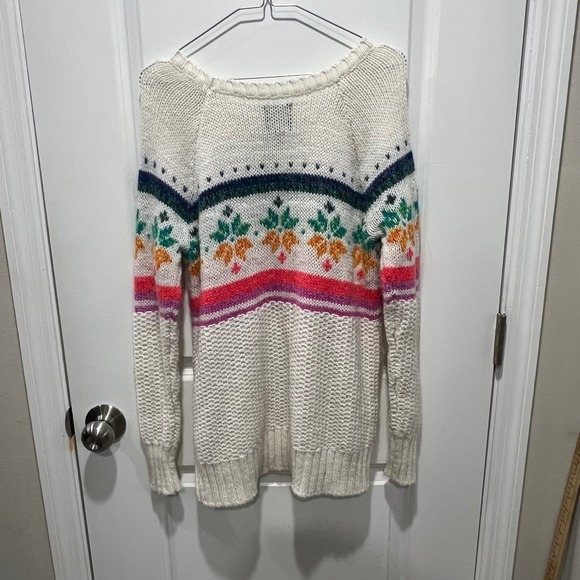 American Eagle Outfitters Fair Isle Sweater Cream Multi Color M M Cozy Knit - Picture 4 of 7